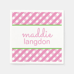 Cute Gingham Personalized Party Napkins