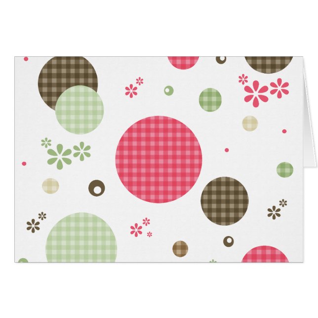 Cute Gingham Polka Dots With Retro Daisy Flowers (Front Horizontal)