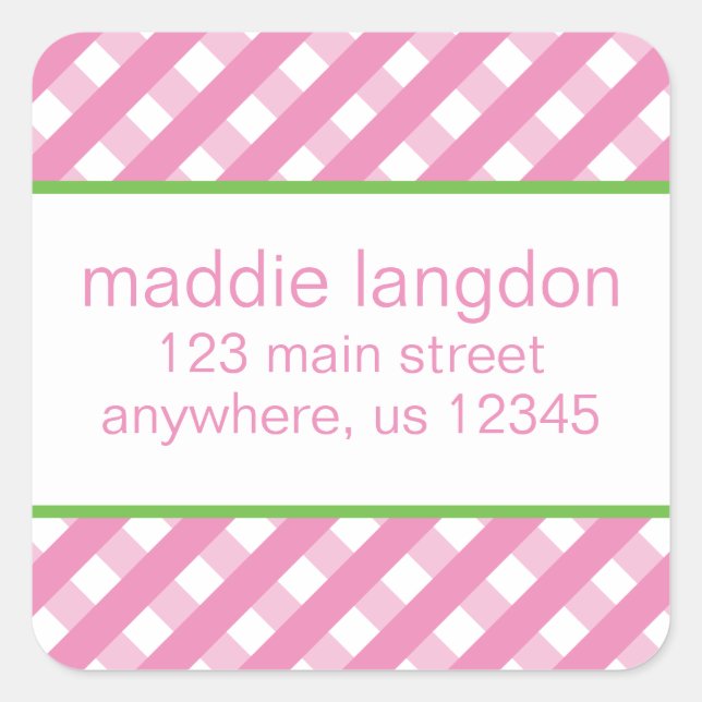 Cute Gingham Return Address Labels (Front)