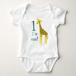 Cute Giraffe 1st Birthday Baby Bodysuit