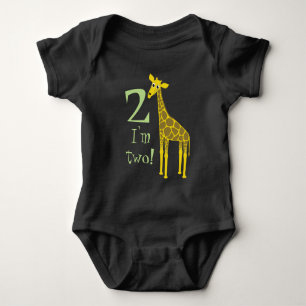 Cute Giraffe 2nd Birthday Baby Bodysuit