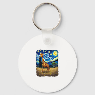 Cute Giraffe Africa - Starry Night Key Ring