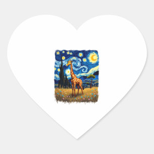 Cute Giraffe Africa - Starry Night T-Shirt Heart Sticker
