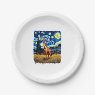 Cute Giraffe Africa - Starry Night T-Shirt Paper Plate