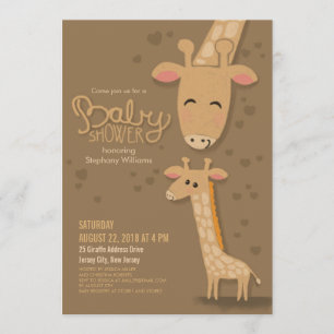 Cute Giraffe and Mummy Baby Shower Invitation