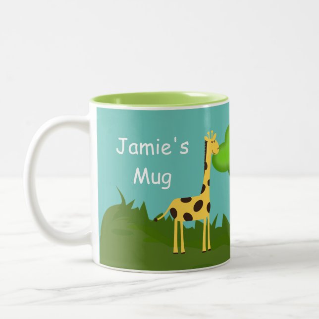 Cute Giraffe and Tree Personalised Coffee Mug (Left)