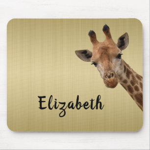 Cute Giraffe Animal Personalised Name Mouse Pad