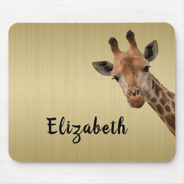 Cute Giraffe Animal Personalised Name Mouse Pad (Front)