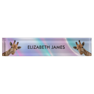 Cute Giraffe Animal Personalised Name Nameplate
