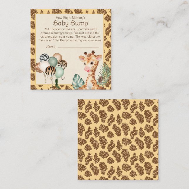 Cute Giraffe Animal Print Baby Bump Game   Enclosure Card (Front/Back)