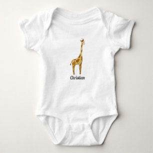 Cute Giraffe Baby Name T-Shirt Baby Bodysuit