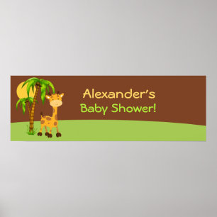 Cute Giraffe Baby Shower Banner Poster