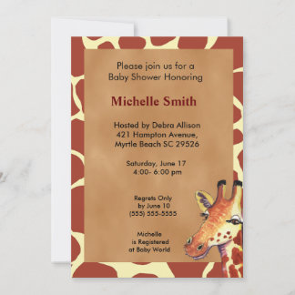 Cute Giraffe Baby Shower Invitation