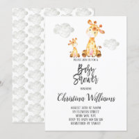 Cute Giraffe Baby Shower Neutral Grey Mum & Baby