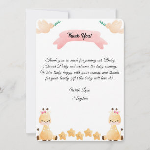 Cute Giraffe Baby Shower Thank You Card