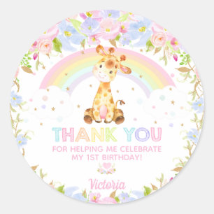 Cute Giraffe Birthday Baby Shower Thank You Favor Classic Round Sticker