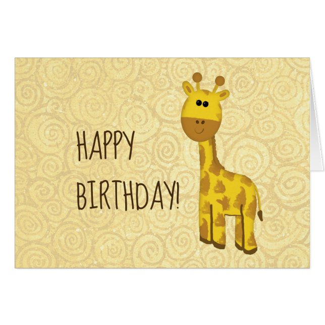 Cute Giraffe  Birthday Card (Front Horizontal)