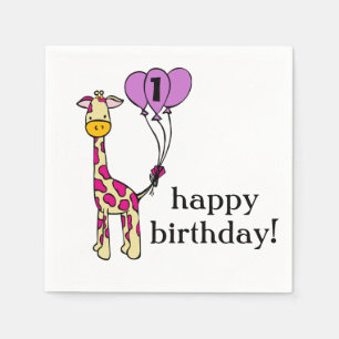 Cute Giraffe - Birthday Napkins - Customisation