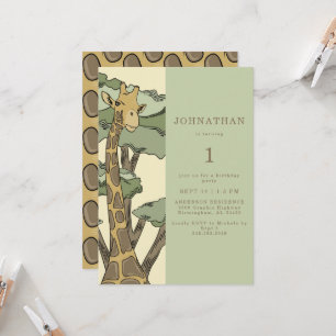 Cute Giraffe Birthday Party Invitation