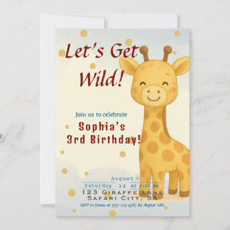 Cute Giraffe Birthday Party Invitation for Kids