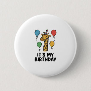 Cute Giraffe Birthday Shirt Vintage Party Design_1 6 Cm Round Badge
