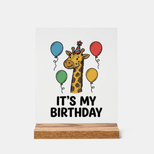 Cute Giraffe Birthday Shirt Vintage Party Design_1 Acrylic Sign
