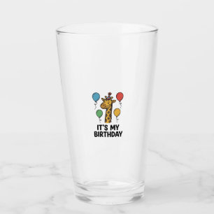 Cute Giraffe Birthday Shirt Vintage Party Design_1 Glass