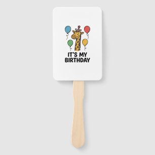Cute Giraffe Birthday Shirt Vintage Party Design_1 Hand Fan