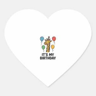Cute Giraffe Birthday Shirt Vintage Party Design_1 Heart Sticker