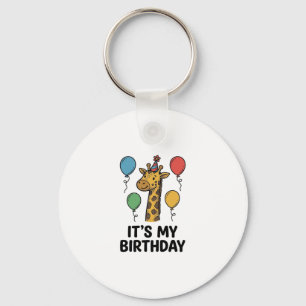 Cute Giraffe Birthday Shirt Vintage Party Design_1 Key Ring