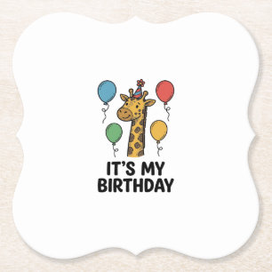 Cute Giraffe Birthday Shirt Vintage Party Design_1 Paper Coaster