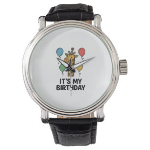 Cute Giraffe Birthday Shirt Vintage Party Design_1 Watch