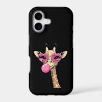 Cute Giraffe Blowing Pink Bubble Gum Sunglasses