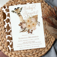 Cute Giraffe Boho Dried Grasses Baby Shower