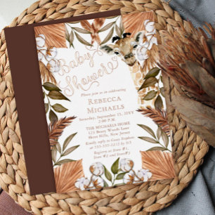 Cute Giraffe Boho Dried Grasses Baby Shower Foil I