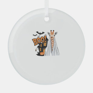 Cute Giraffe Boo Fun Halloween Costume Zoo Lover   Glass Tree Decoration