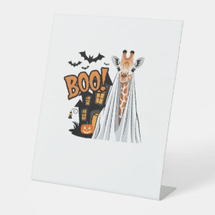 Cute Giraffe Boo Fun Halloween Costume Zoo Lover Pedestal Sign