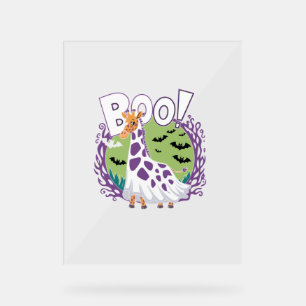 Cute Giraffe Boo Ghost Halloween Costume Zoo Lover Acrylic Sign