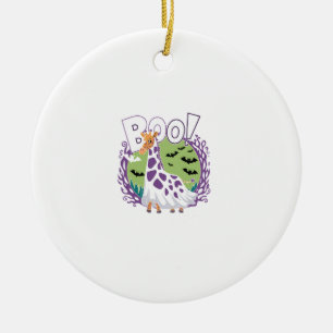 Cute Giraffe Boo Ghost Halloween Costume Zoo Lover Ceramic Tree Decoration