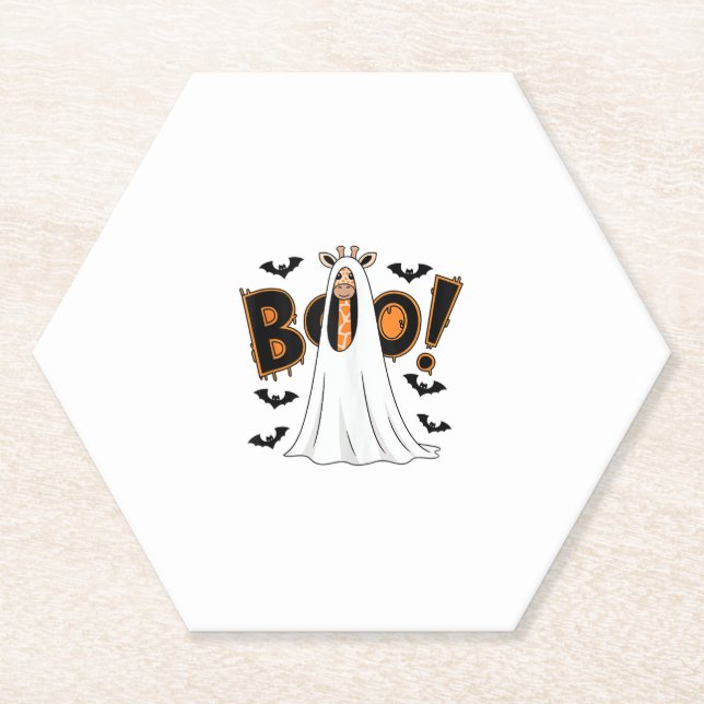Cute Giraffe Boo Halloween Costume Zoo Lover _3 Paper Coaster (Front)