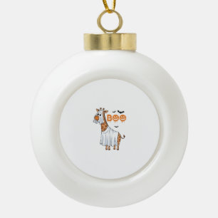 Cute Giraffe Boo Halloween Costume Zoo Lover _7 Ceramic Ball Christmas Ornament