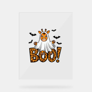 Cute Giraffe Boo Halloween Fun Costume Zoo Lover Acrylic Sign