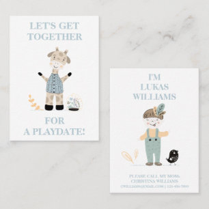 Cute Giraffe Boys Playdate Mummy Calling Card