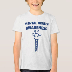 Cute Giraffe Brain Illness Animal Mental Health Aw Tri-Blend Shirt