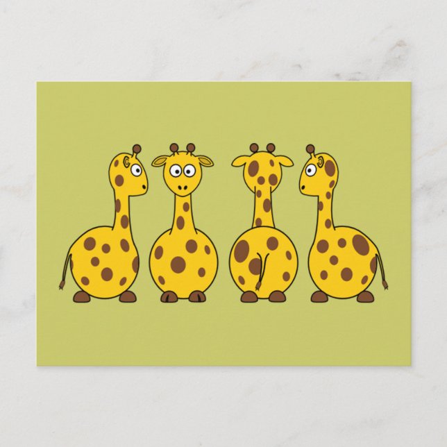 Cute Giraffe Cartoon Postcard (Front)