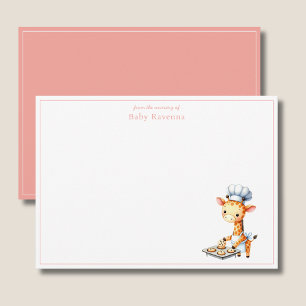 Cute Giraffe Chef Girl Baking Nursery Thank You  Card