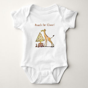 Cute Giraffe Christmas – Hand-Drawn Art Baby Bodysuit