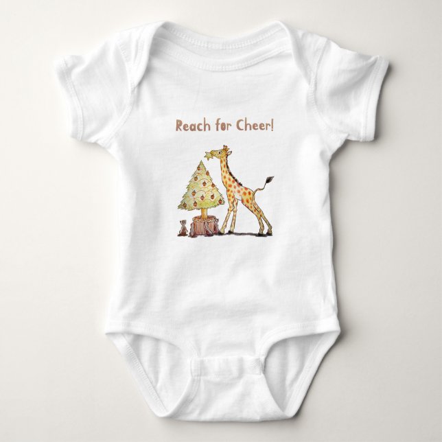  Cute Giraffe Christmas – Hand-Drawn Art Baby Bodysuit (Front)