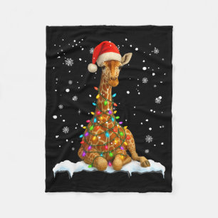 Cute Giraffe Christmas Light Funny Giraffe Lover X Fleece Blanket