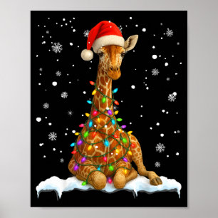 Cute Giraffe Christmas Light Funny Giraffe Lover X Poster